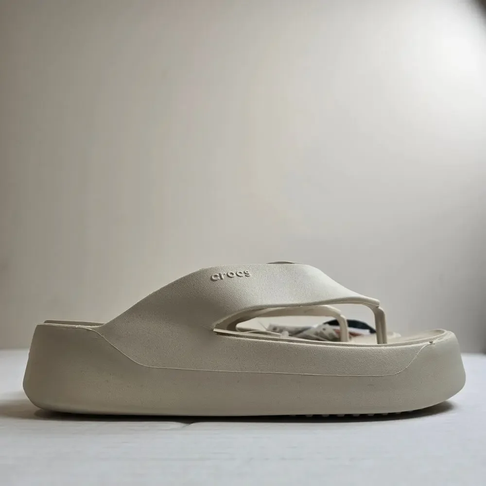 Crocs Getaway Platform Flip Size W11 Stucco Wedge Flip Flops Sandals 209410-160